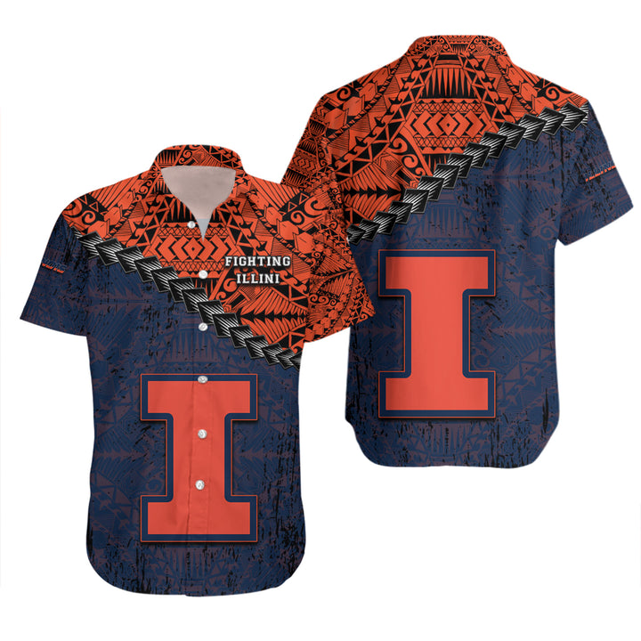 NCAA Illinois Fighting Illini Orange Blue Hawaiian Shirt