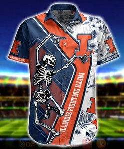 NCAA Illinois Fighting Illini Skeleton Aloha Shirt