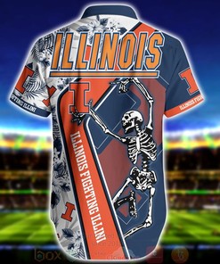 NCAA Illinois Fighting Illini Skeleton Aloha Shirt