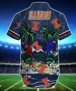 NCAA Illinois Fighting Illini Tropical Sea And Parrots Aloha Shirt