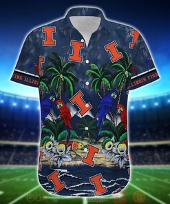 NCAA Illinois Fighting Illini Tropical Sea And Parrots Aloha Shirt