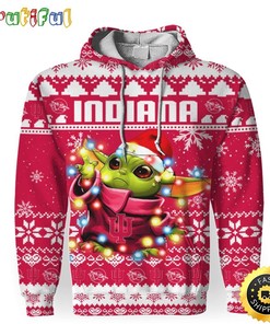 NCAA Indiana Hoosiers Baby Yoda Christmas Football Christmas Hoodie All Over Print Shirt