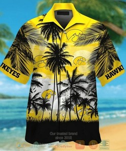 NCAA Iowa Hawkeyes Coconut Tree Gold Hawaiian Shirt