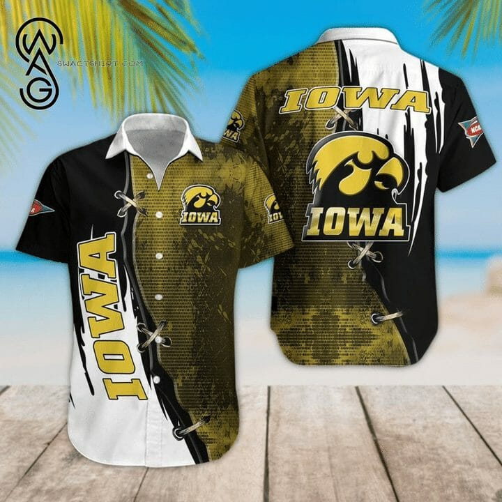 NCAA Iowa Hawkeyes Gold Black Hawaiian Shirt