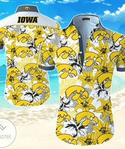 NCAA Iowa Hawkeyes Gold Flowers Hawaiian Shirt