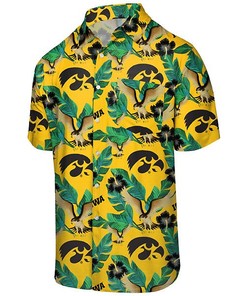 NCAA Iowa Hawkeyes Gold Green Hawaiian Shirt