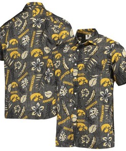 NCAA Iowa Hawkeyes Grey Gold Hawaiian Shirt
