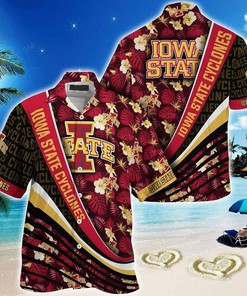 NCAA Iowa State Cyclones Cardinal Gold Aloha Hawaiian Shirt