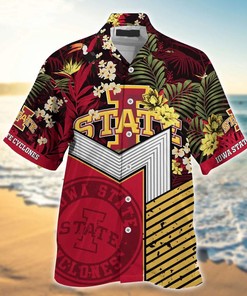 NCAA Iowa State Cyclones Gold Cardinal Flowers Hawaiian Shirt Outfit