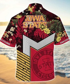 NCAA Iowa State Cyclones Gold Cardinal Flowers Hawaiian Shirt Outfit