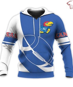 NCAA Kansas Jayhawks Blue White 3D Hoodie