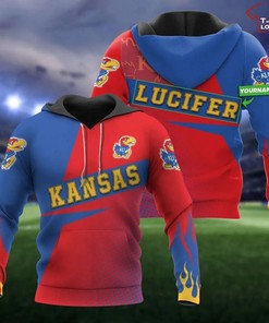 NCAA Kansas Jayhawks Custom Name Blue Red 3D Hoodie