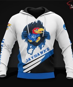 NCAA Kansas Jayhawks White Blue 3D Hoodie