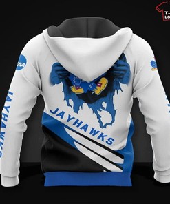 NCAA Kansas Jayhawks White Blue 3D Hoodie