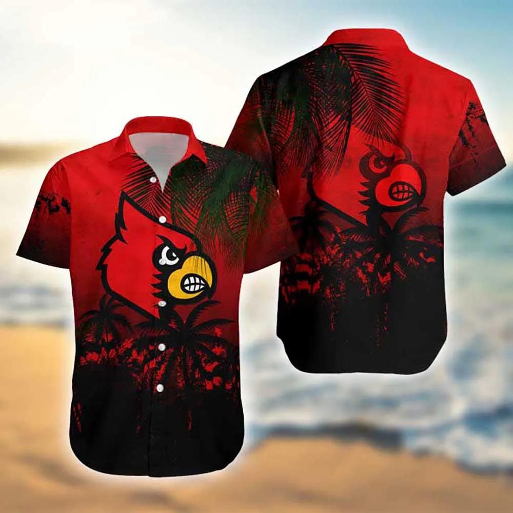NCAA Louisville Cardinals Coconut Tree All Over Print Hawaiian Shirt
