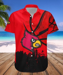 NCAA Louisville Cardinals Custom Text Number Red Black Hawaiian Shirt Ver 1