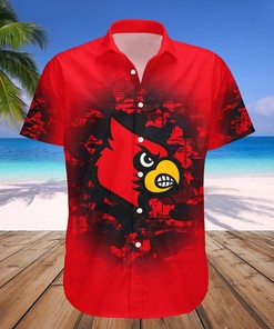 NCAA Louisville Cardinals Custom Text Number Red Black Hawaiian Shirt Ver 2