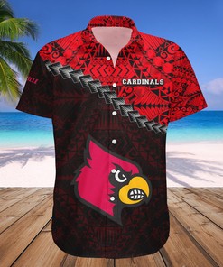 NCAA Louisville Cardinals Red Black Hawaiian Shirt Ver 1