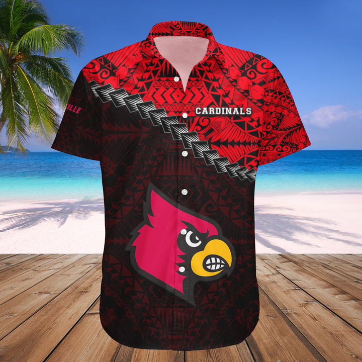 NCAA Louisville Cardinals Red Black Hawaiian Shirt Ver 1