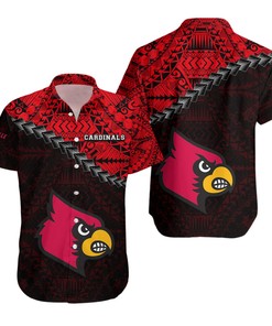 NCAA Louisville Cardinals Red Black Hawaiian Shirt Ver 1