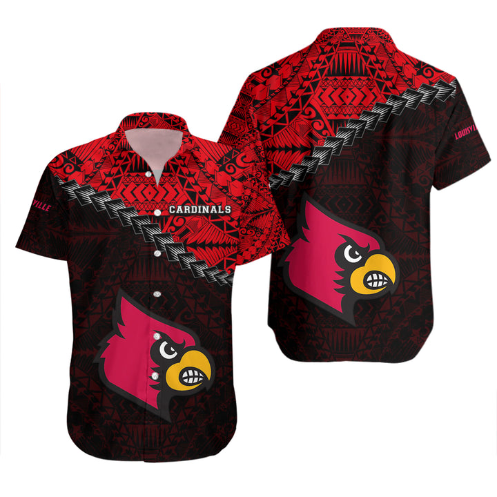 NCAA Louisville Cardinals Red Black Hawaiian Shirt Ver 1