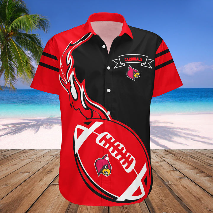 NCAA Louisville Cardinals Red Black Hawaiian Shirt Ver 2