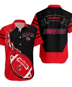 NCAA Louisville Cardinals Red Black Hawaiian Shirt Ver 2