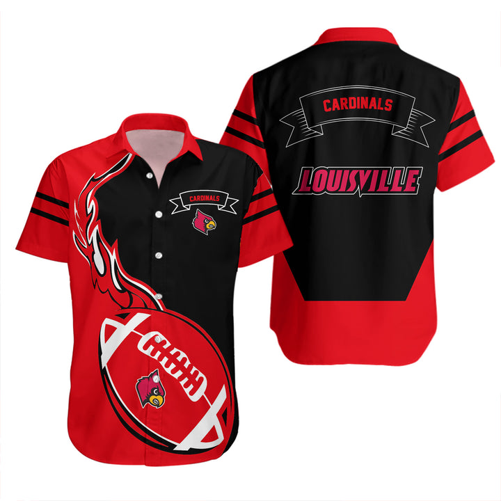 NCAA Louisville Cardinals Red Black Hawaiian Shirt Ver 2