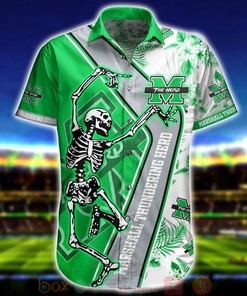 NCAA Marshall Thundering Herd Skeleton Aloha Hawaiian Shirt