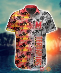 NCAA Maryland Terrapins Coconut Tree Red Yellow Hawaiian Shirt