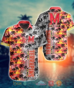 NCAA Maryland Terrapins Coconut Tree Red Yellow Hawaiian Shirt