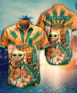 NCAA Miami Hurricanes Baby Yoda Hawaiian Shirt