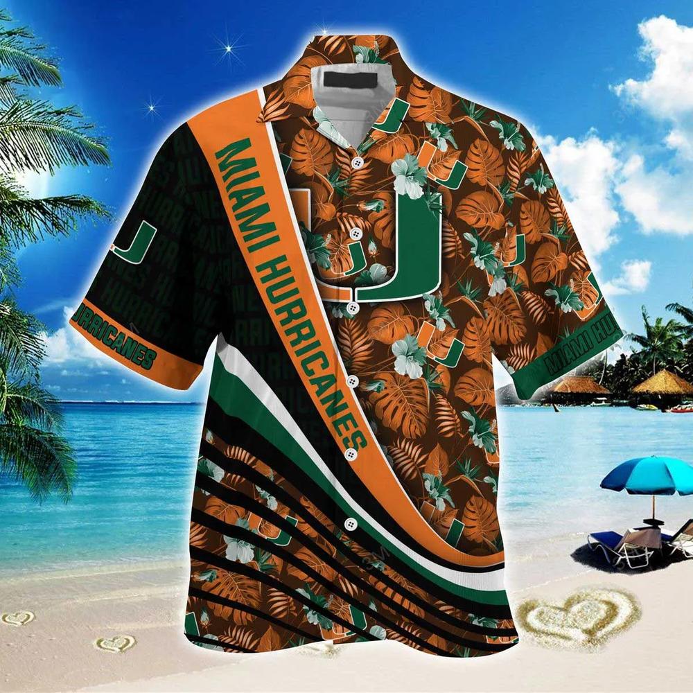 NCAA Miami Hurricanes Orange Hawaiian Shirt Man