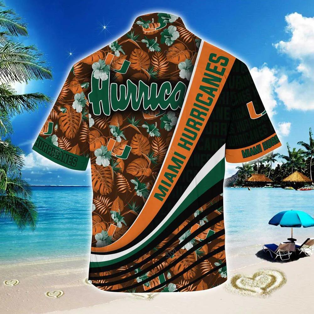 NCAA Miami Hurricanes Orange Hawaiian Shirt Man