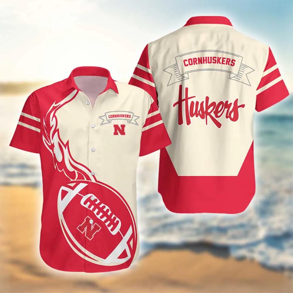 NCAA Nebraska Cornhuskers Red Cream Hawaiian Shirt for Men Women
