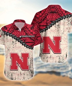 NCAA Nebraska Cornhuskers Red Cream Polynesian Hawaiian Shirt for Men Women