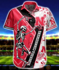 NCAA Nebraska Cornhuskers Skeleton Aloha Shirt