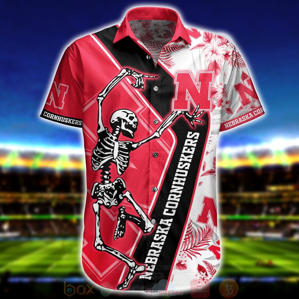 NCAA Nebraska Cornhuskers Skeleton Aloha Shirt