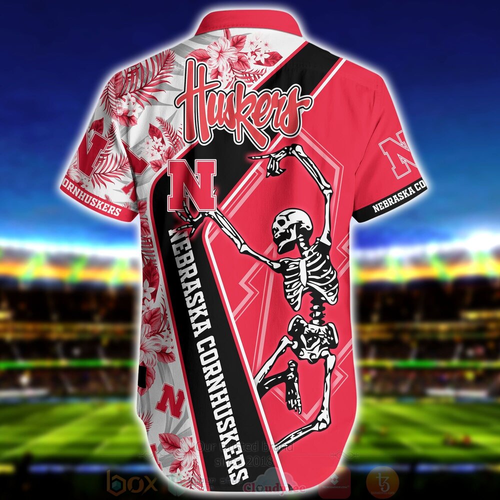NCAA Nebraska Cornhuskers Skeleton Aloha Shirt
