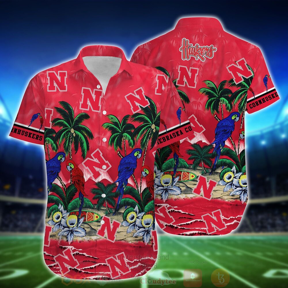 NCAA Nebraska Cornhuskers Tropical Sea And Parrots Aloha Shirt