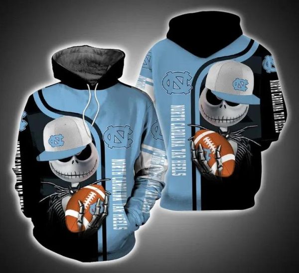 NCAA North Carolina Tar Heels Jack Skellington Pullover Hoodie