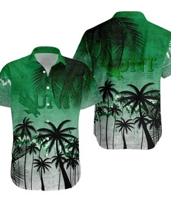 NCAA North Texas Mean Green Coconut Tree Tropical Grunge Hawaiian Shirt