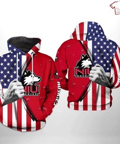 NCAA Northern Illinois Huskies American Flag 3D Hoodie