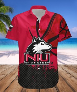 NCAA Northern Illinois Huskies Custom Text Number Red Black Hawaiian Shirt