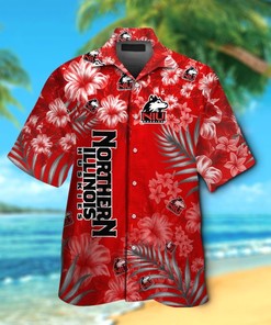NCAA Northern Illinois Huskies Flowers Red Hawaiian Shirt