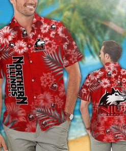 NCAA Northern Illinois Huskies Flowers Red Hawaiian Shirt