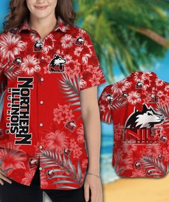 NCAA Northern Illinois Huskies Flowers Red Hawaiian Shirt