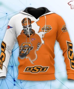 NCAA Oklahoma State Cowboys Skull Orange 3D Hoodie