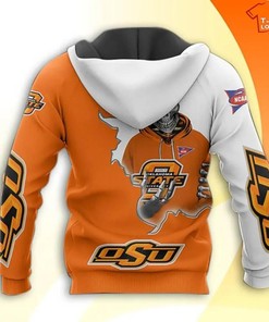 NCAA Oklahoma State Cowboys Skull Orange 3D Hoodie