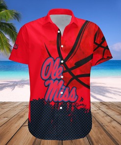 NCAA Ole Miss Rebels Custom Text Number Red Blue Grunge Hawaiian Shirt